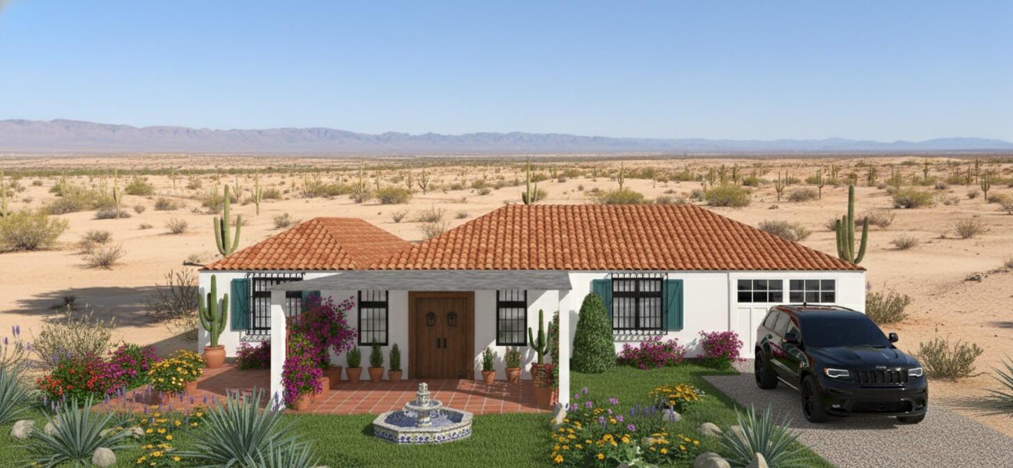 Bohemian Ranch House Plan — 2 Bedrooms, 2 Baths, 1-Car Garage, 2,130 sq ft house plan