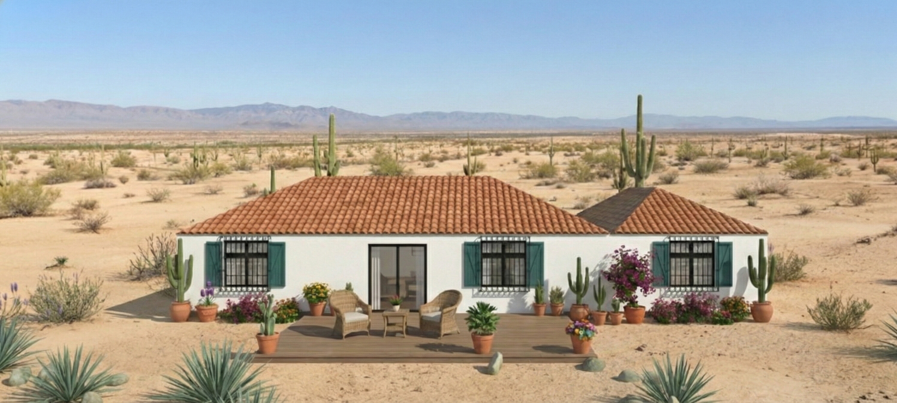 Visualization gallery - Bohemian Ranch House Plan — 2 Bedrooms, 2 Baths, 1-Car Garage, 2,130 sq ft