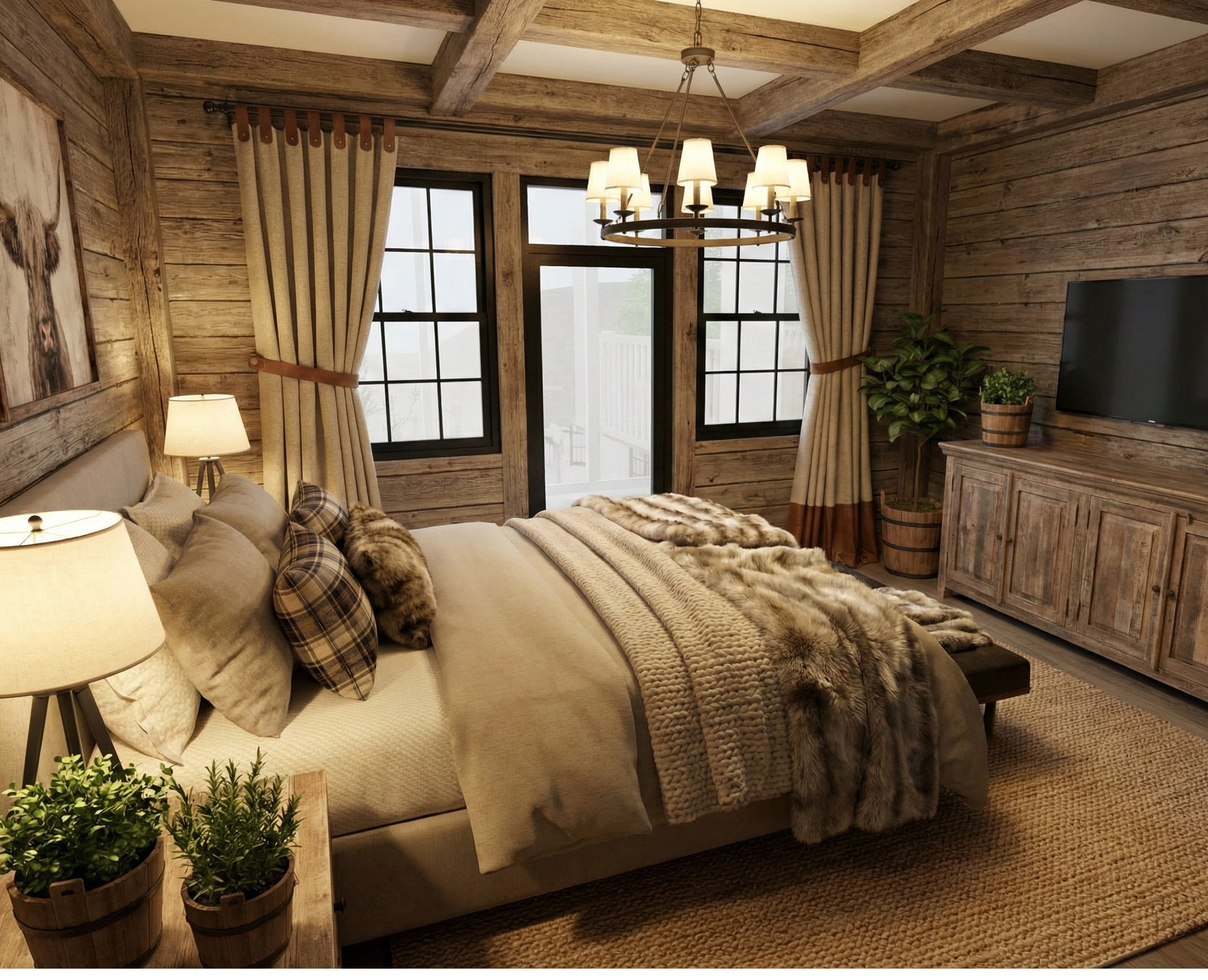 Visualization gallery - Elegant U-Shaped House Plan — 4 Beds, Courtyard Pool, 318 m² (3,423 sq ft), 1-Car Garage