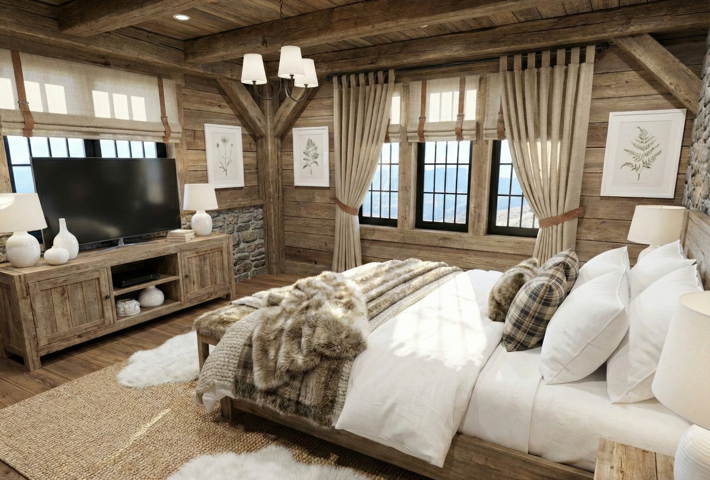 Visualization gallery - Elegant U-Shaped House Plan — 4 Beds, Courtyard Pool, 318 m² (3,423 sq ft), 1-Car Garage