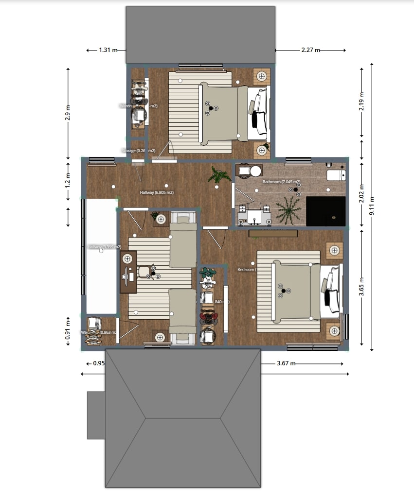 Blueprints - Compact 2-Storey Cottage House Plan — 3 Bedrooms, 135 m² (No Garage)