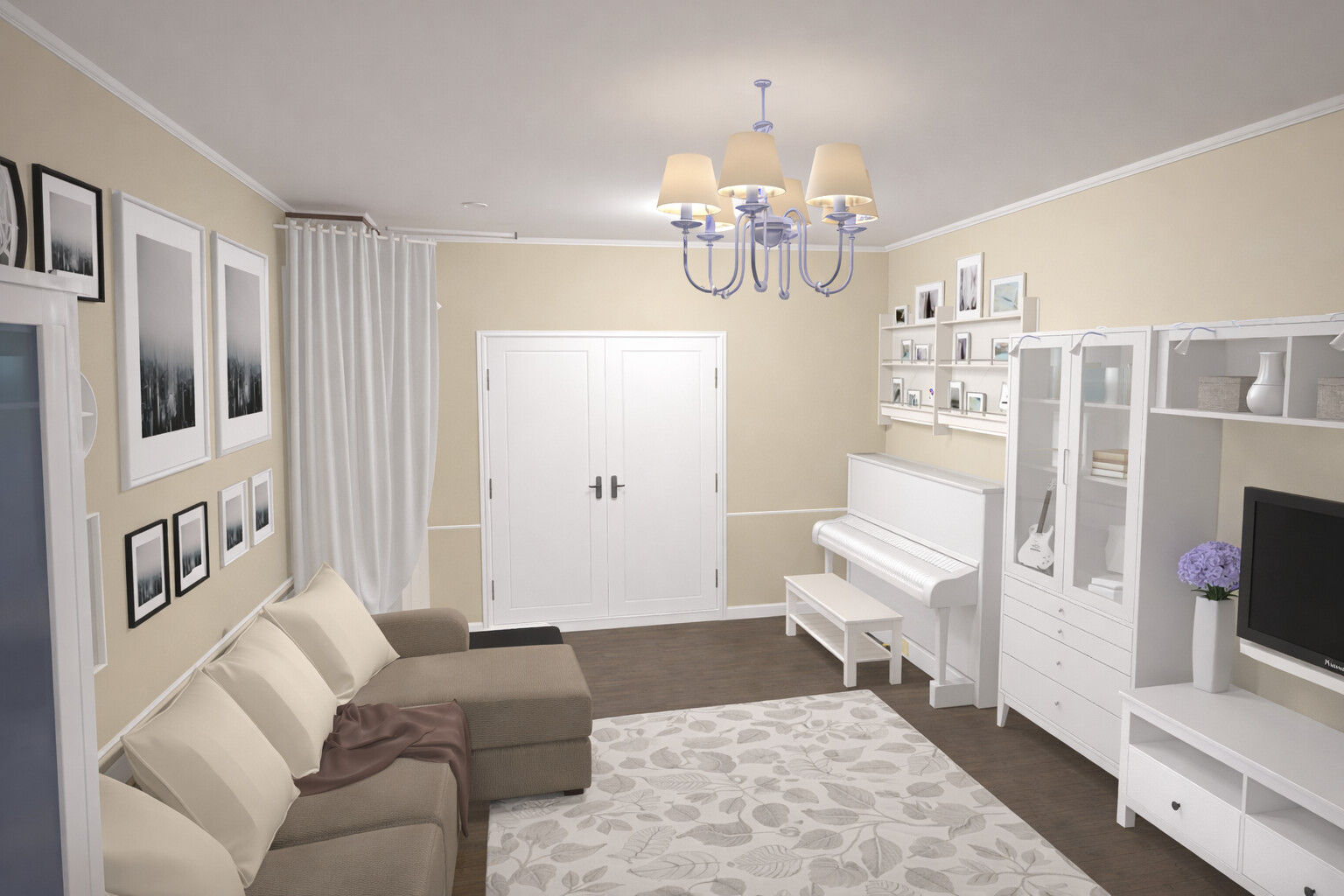 Visualization gallery - Charming Traditional Apartment Plan — 71 m² (764 sq ft), 1.5 Baths, Children’s Room, Balcony