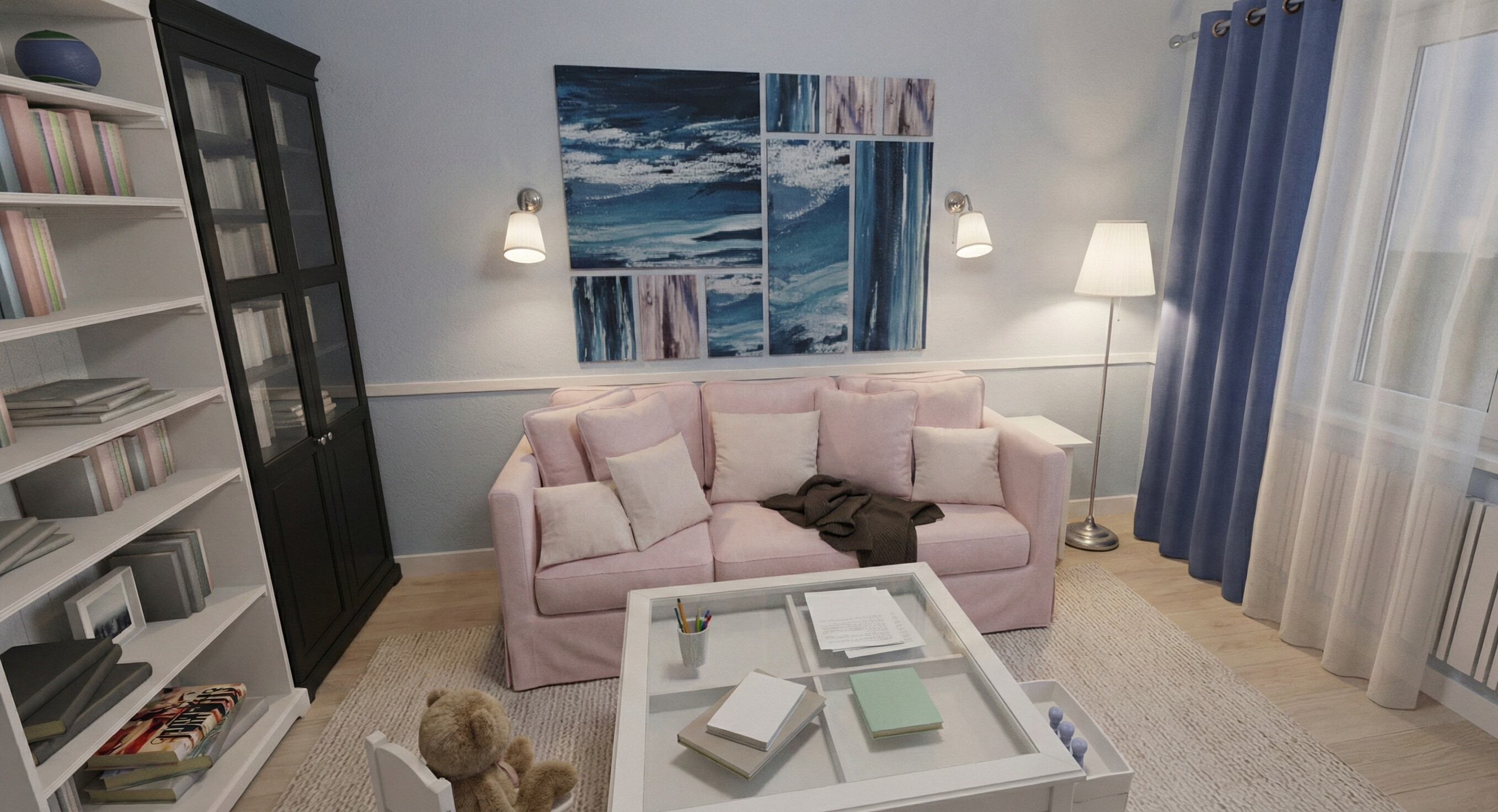 Visualization gallery - Cozy Two Bedroom Apartment Plan — 84 m² (904 sq ft), Dual Balconies, Pantry & Laundry Closet