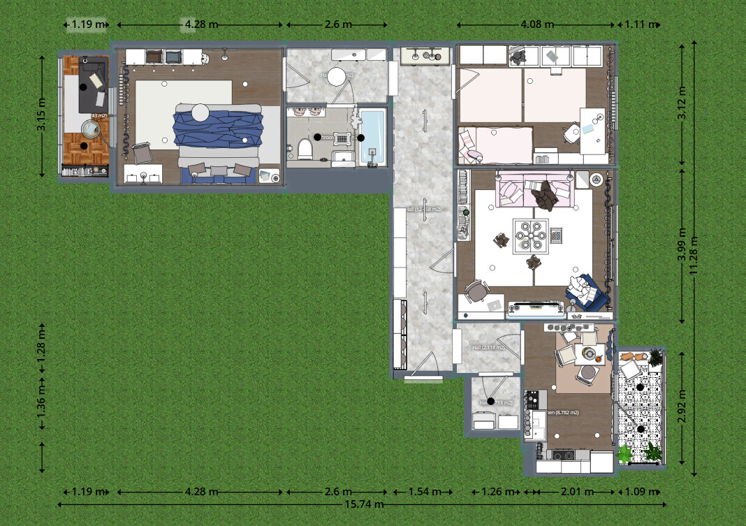 Blueprints - Cozy Two Bedroom Apartment Plan — 84 m² (904 sq ft), Dual Balconies, Pantry & Laundry Closet
