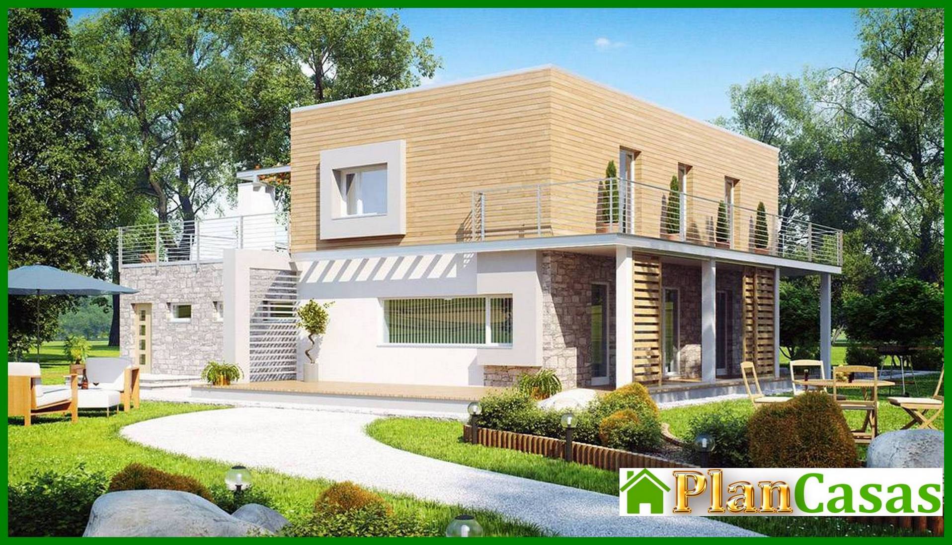 Visualization gallery - Project of a modern house with a terrace above the garage