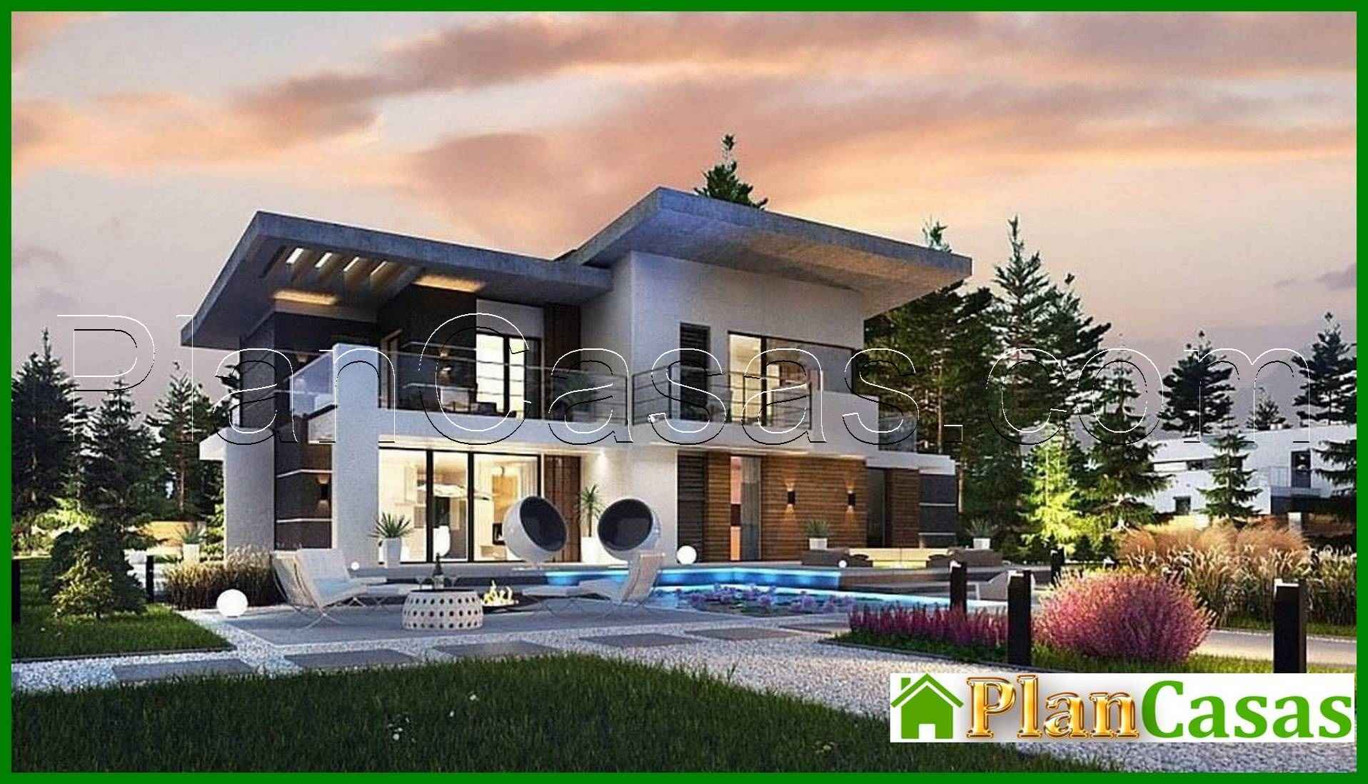 Visualization gallery - Modern two-story mansion with a terrace on the second floor