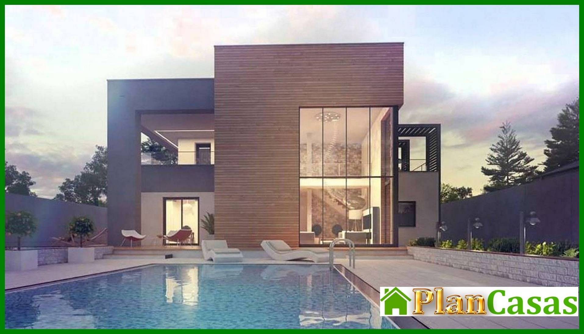 The project of a chic modern two-story mansion with a second light house plan