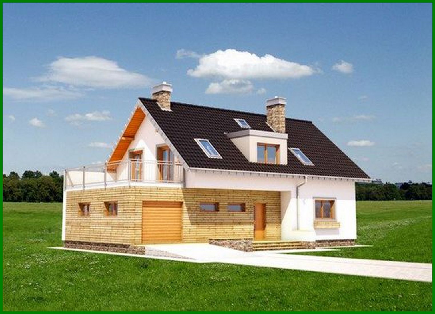 Visualization gallery - Attractive two-story house with spacious balconies