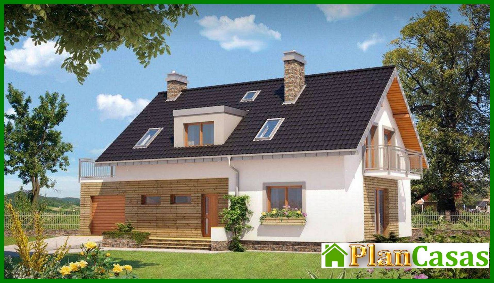 Visualization gallery - Attractive two-story house with spacious balconies