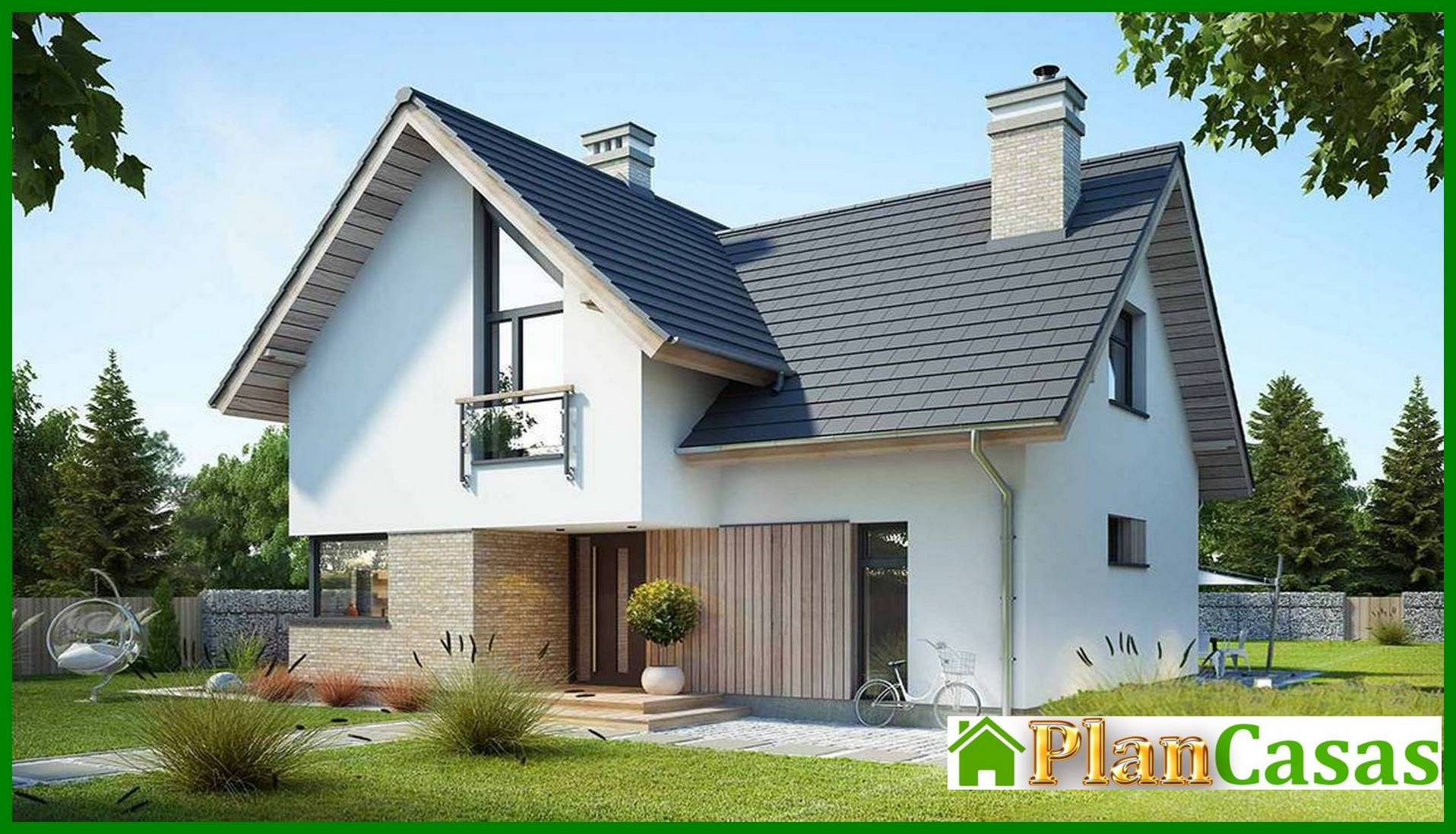 Visualization gallery - The project of a two-story house with a kitchen studio and an office