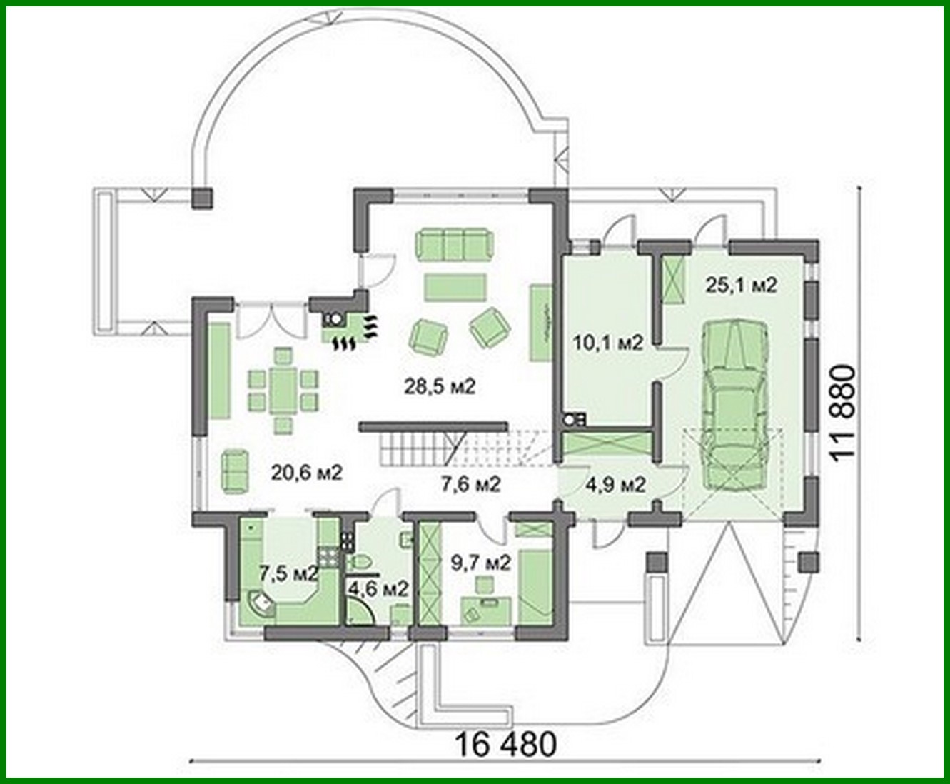Visualization gallery - Two-story residential building with a semicircular veranda