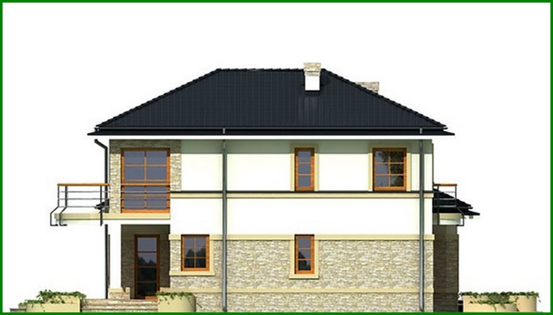 Visualization gallery - Project of the original two-story residential building with semicircular balconies and terraces