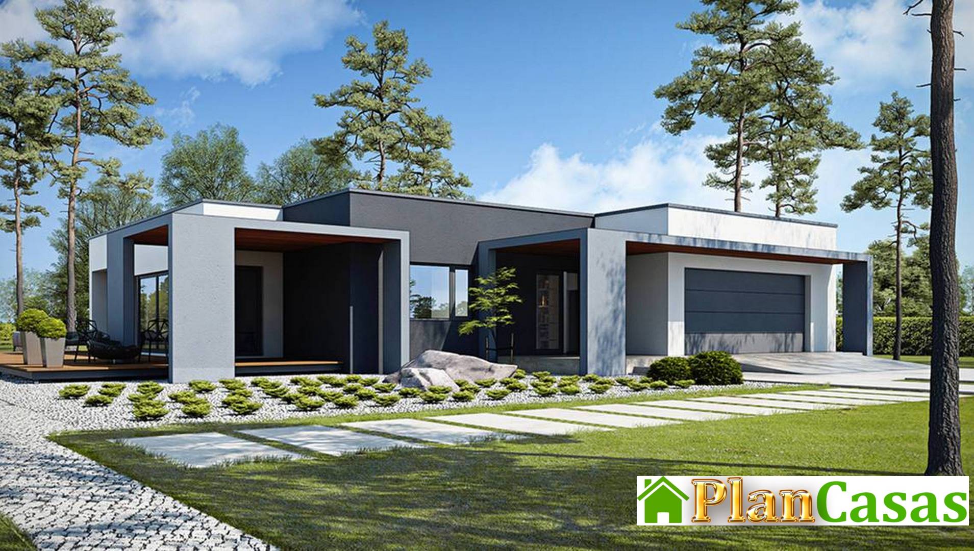 Amazing one-storey house with a unique layout house plan