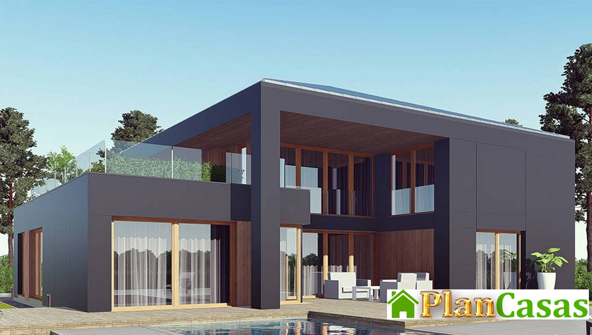 Visualization gallery - Modern residential building in dark color