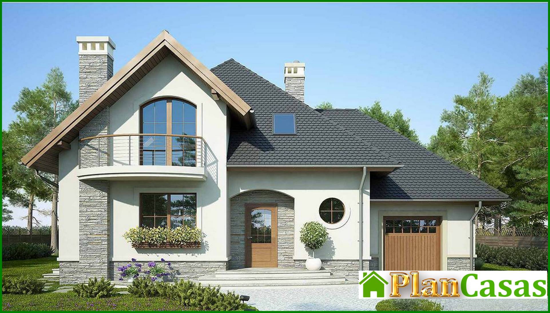 Magnificent house with semi-circular balconies house plan