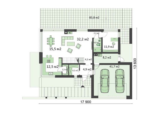 Visualization gallery - Two-story residential building with spacious verandas