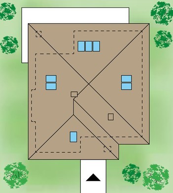 Visualization gallery - One-storey cottage with access from the living room to the veranda