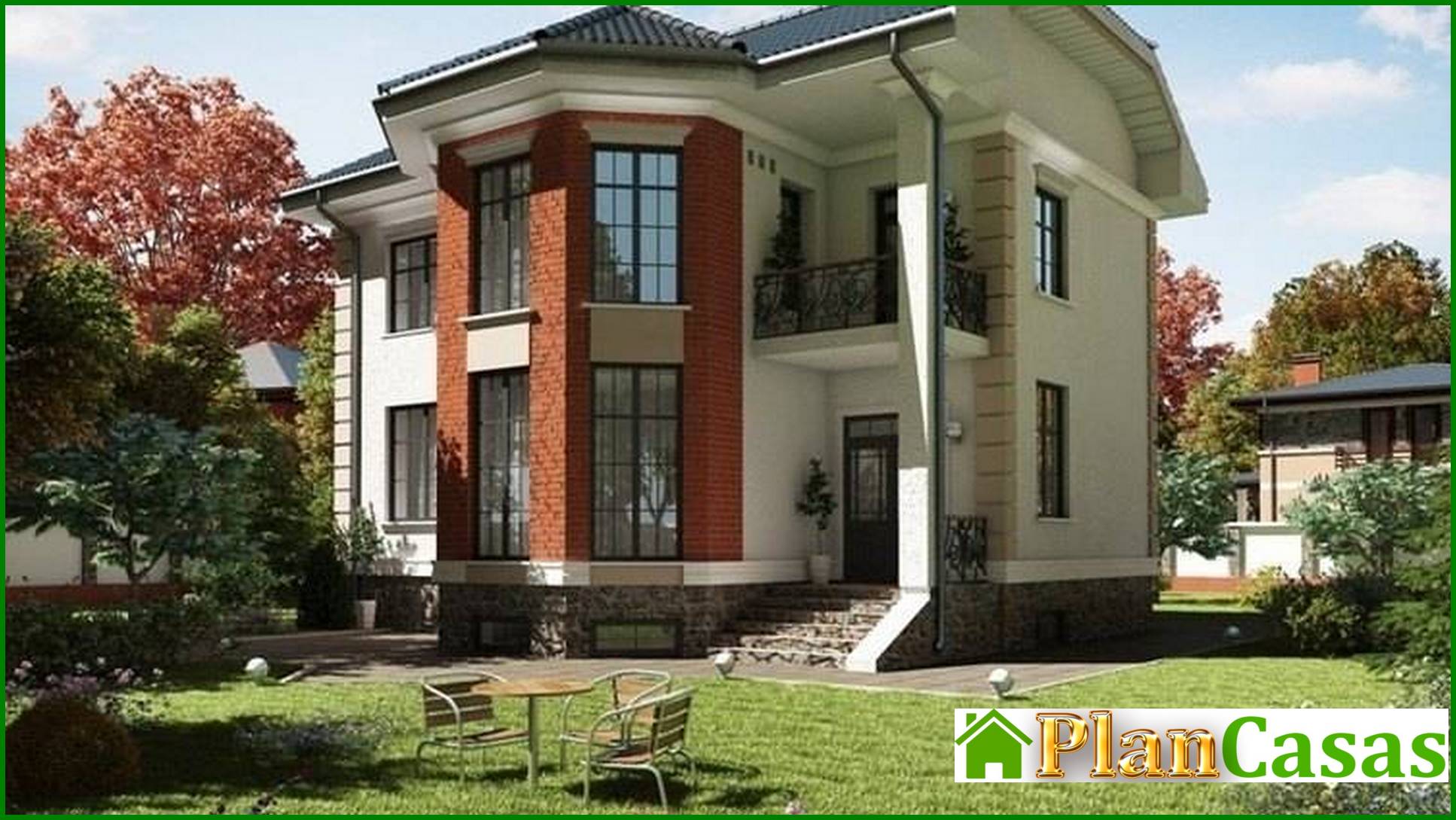 Beautiful bright rural two-story mansion house plan