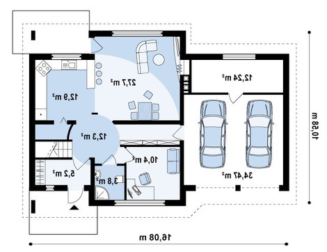 Visualization gallery - The project of a large house with an attic, a garage for two cars