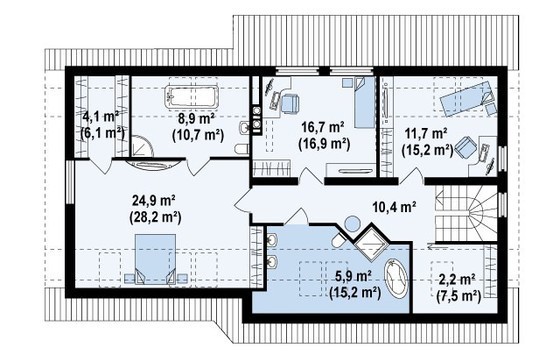 Visualization gallery - The project of a large house with an attic, a garage for two cars