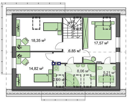 Visualization gallery - The project of an energy-saving classic house with an attic