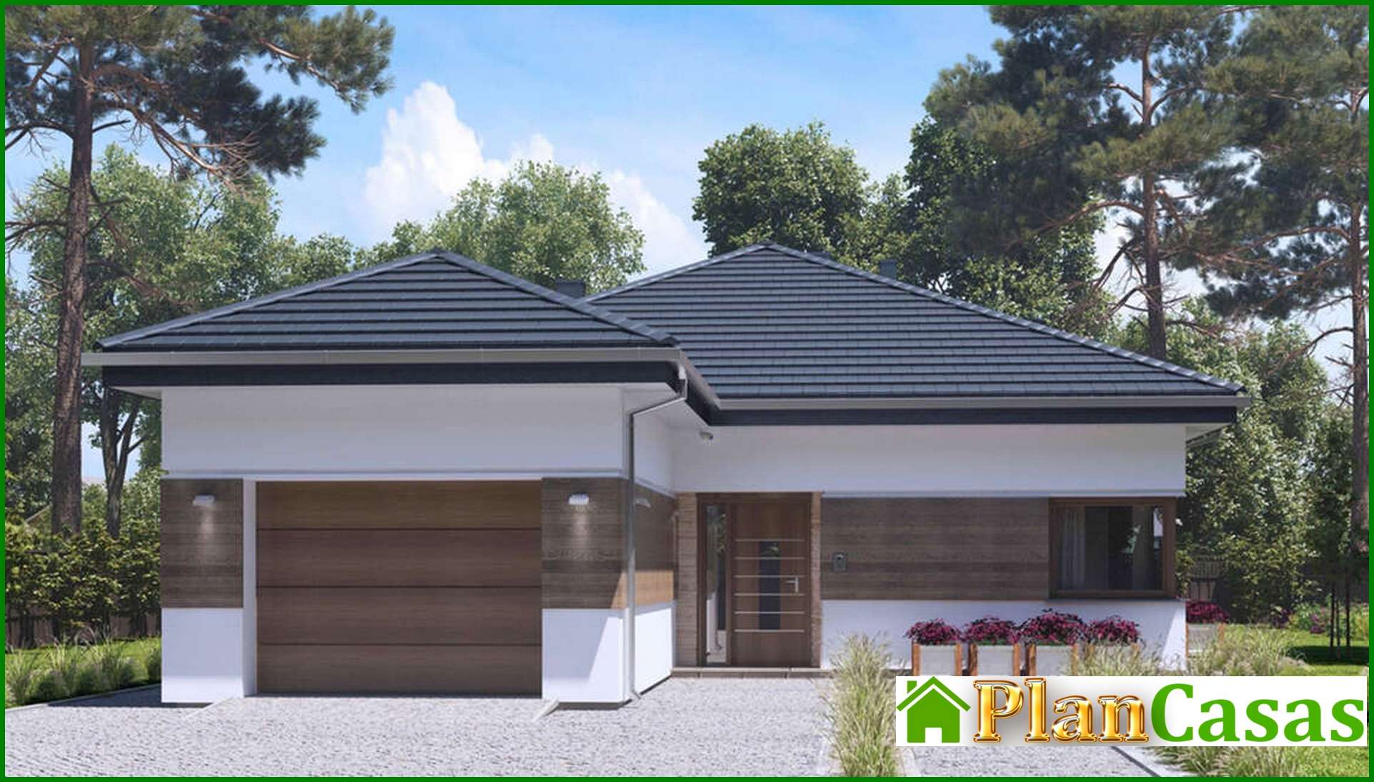 Visualization gallery - The project of a one-story house with artificial stone decor