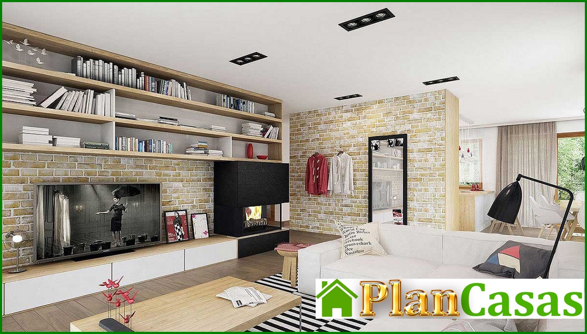 Visualization gallery - One-story house with huge windows in the living room