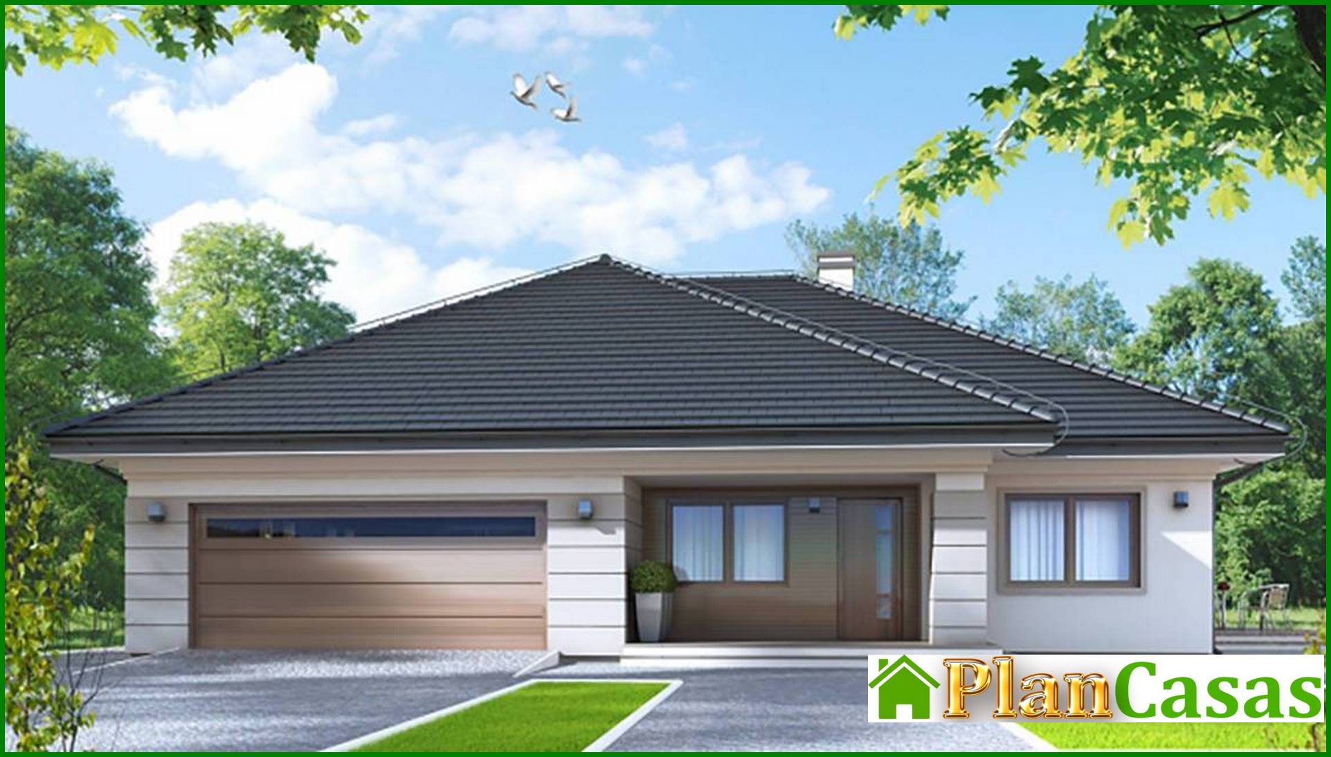 Visualization gallery - One-storey house with an open spacious terrace