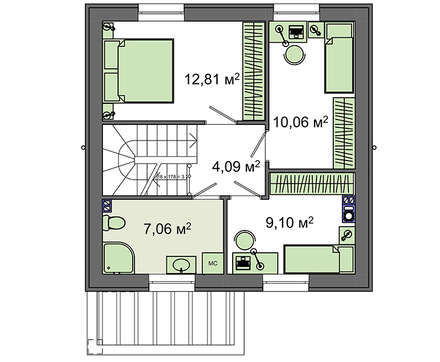 Visualization gallery - Modern two-story cottage with three bedrooms