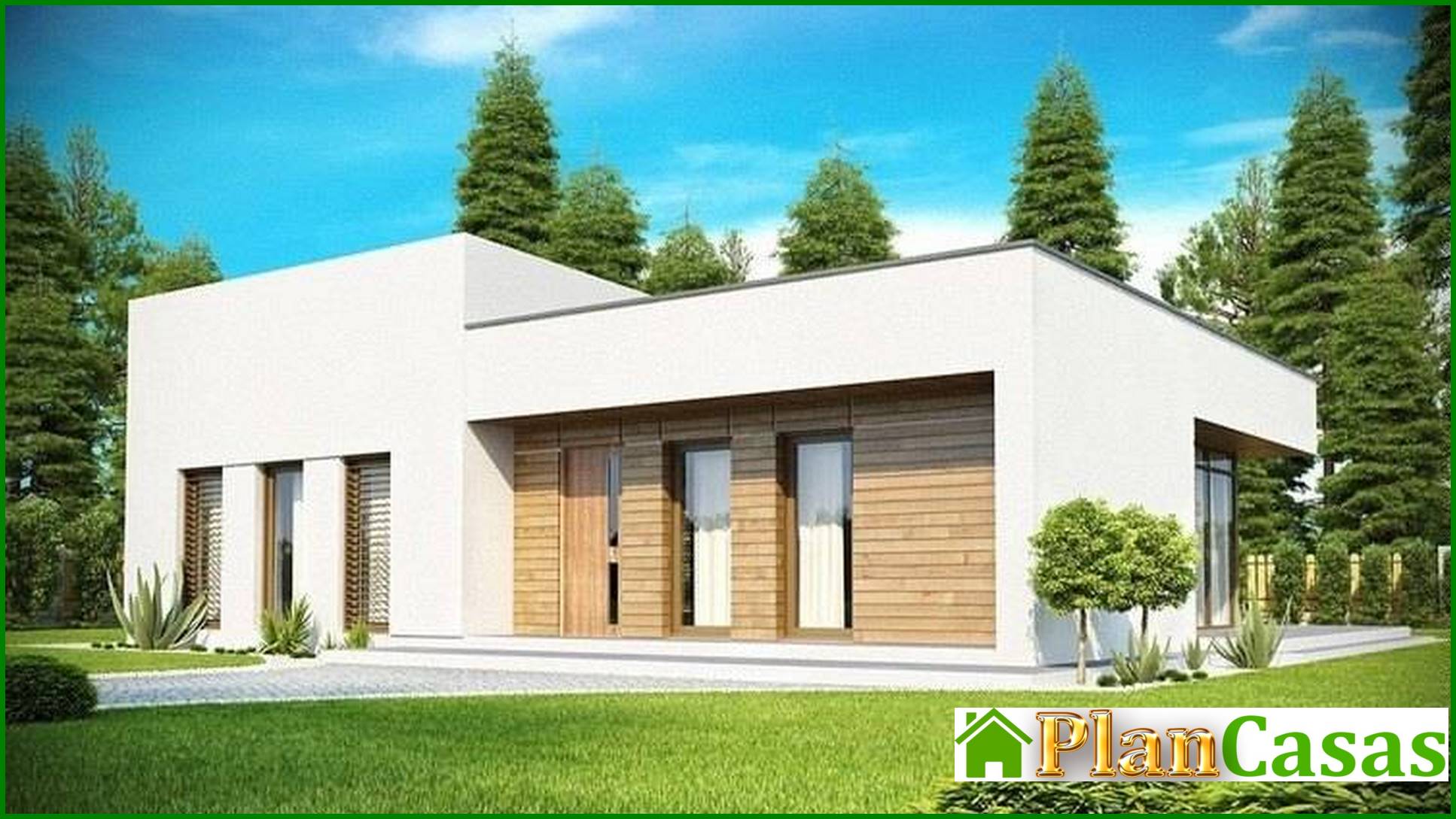 Design of a modern cottage with a glazed living room house plan