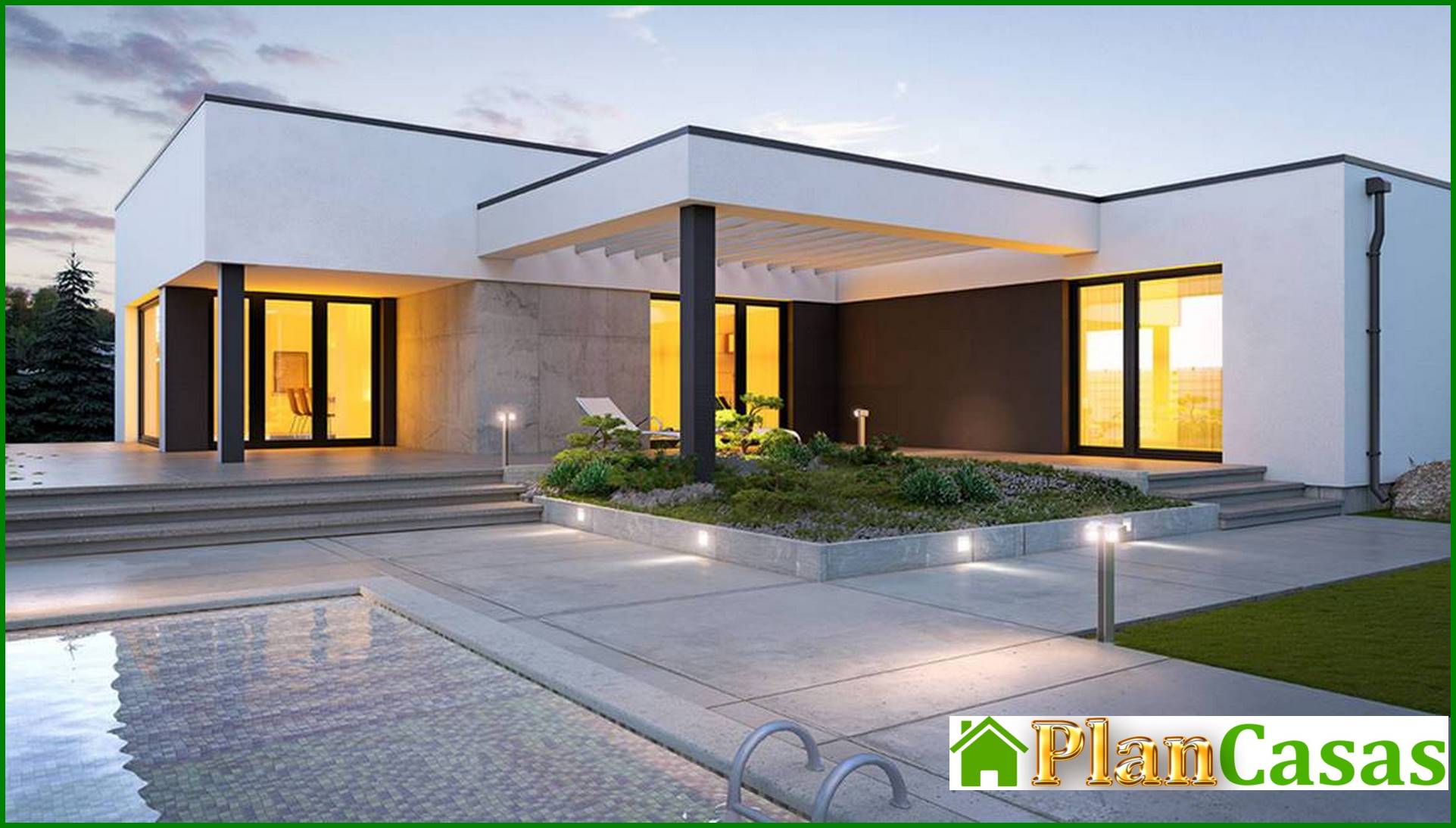 Modern one-story snow-white cottage house plan