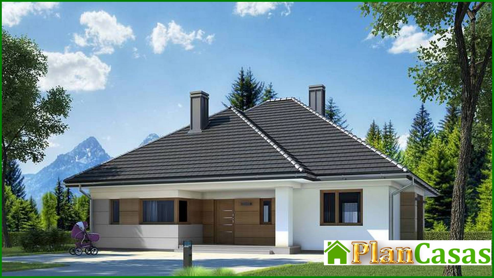 Modern residential cottage with an attic house plan