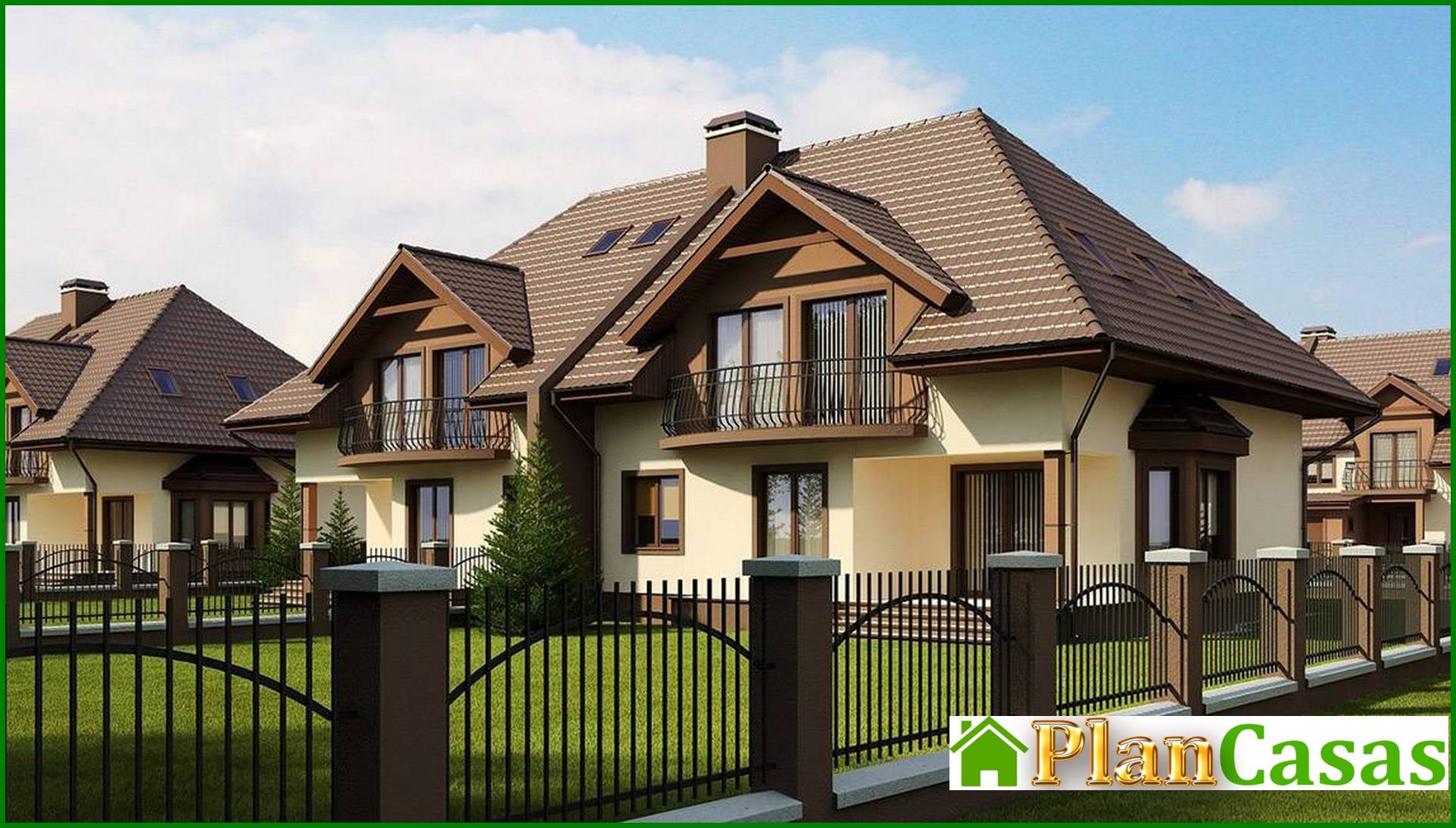 Visualization gallery - The project of a cottage for two families with a garage and an attic