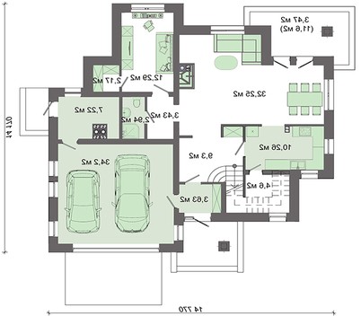 Visualization gallery - Interesting cottage with a garage for 2 cars