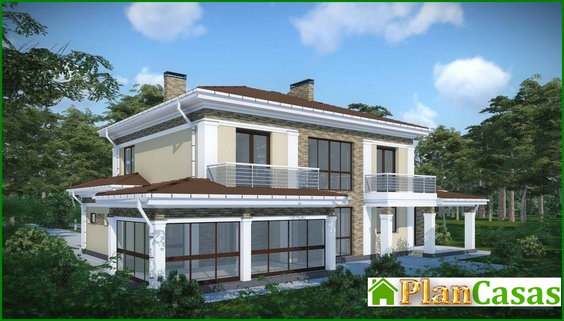 Visualization gallery - A project of a comfortable country cottage with a garage for two families