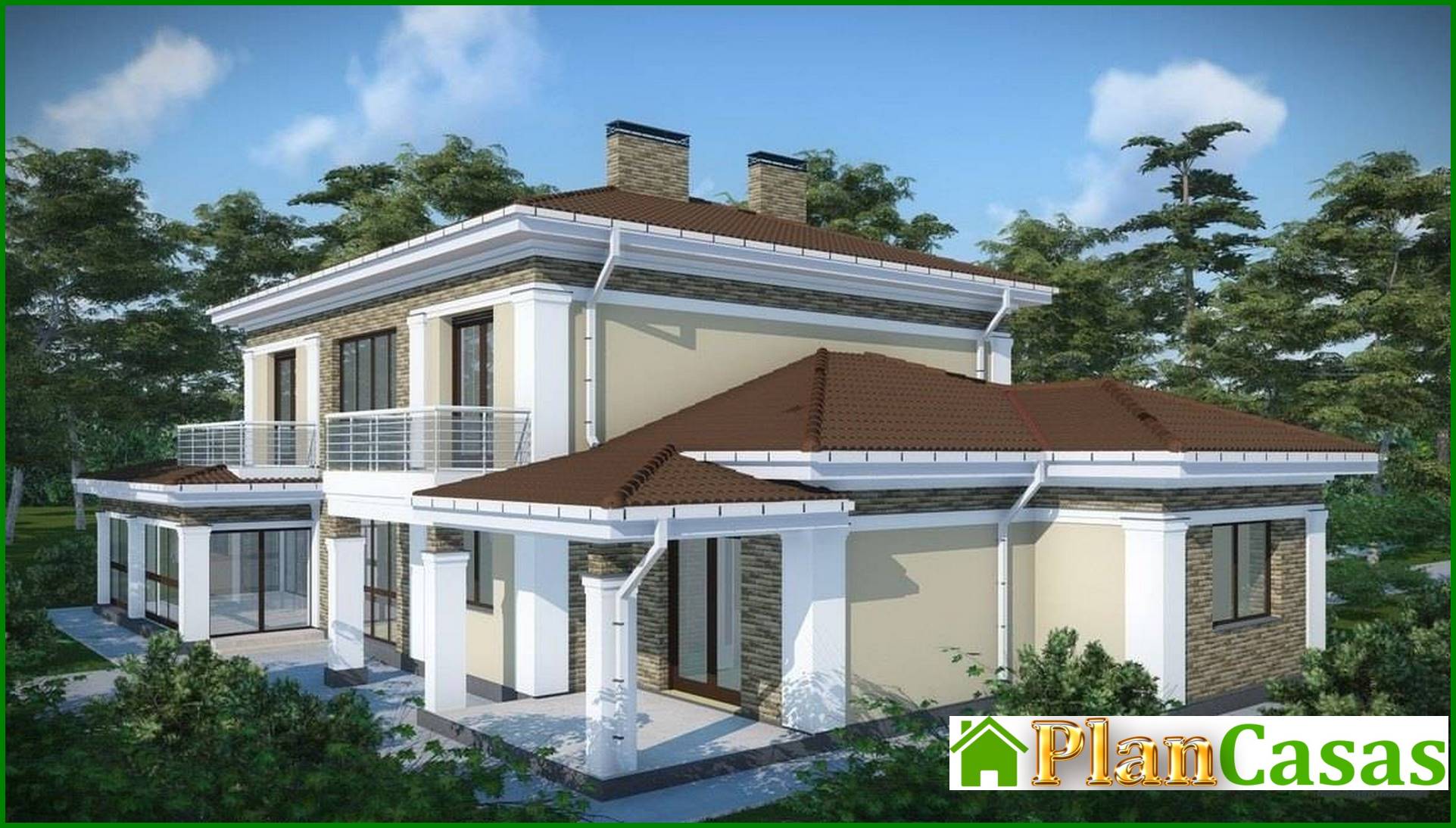 Visualization gallery - A project of a comfortable country cottage with a garage for two families