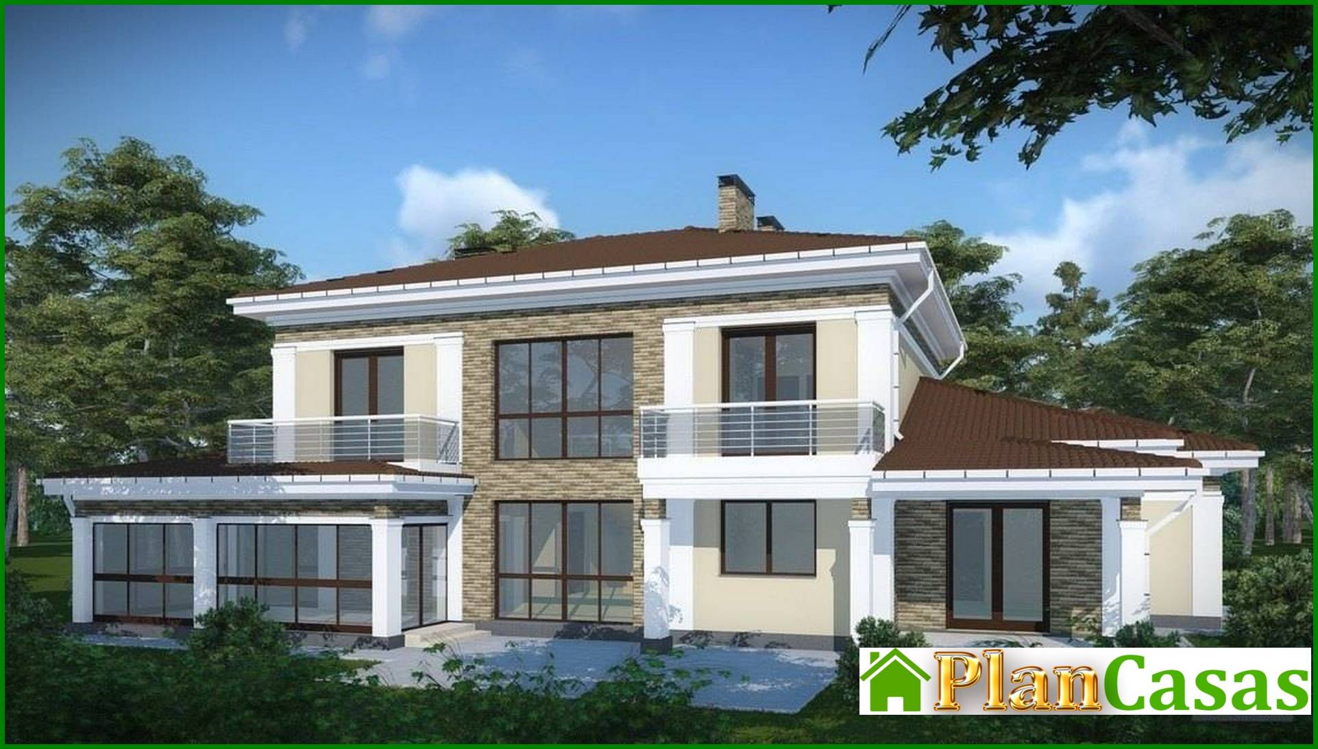 Visualization gallery - A project of a comfortable country cottage with a garage for two families