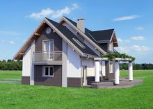 Visualization gallery - Architectural project of a country house with a living room with a bay window