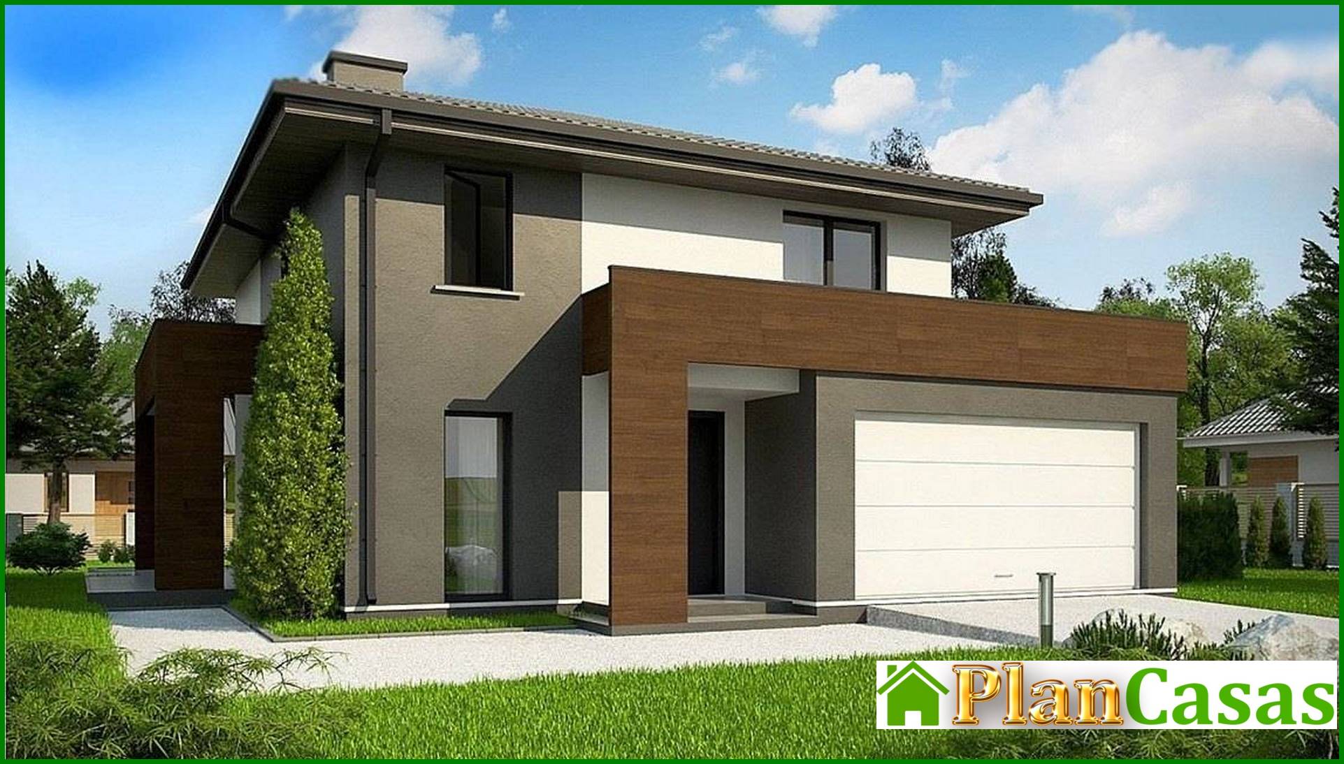 Visualization gallery - Two-storey cottage with large panoramic windows and a spacious terrace