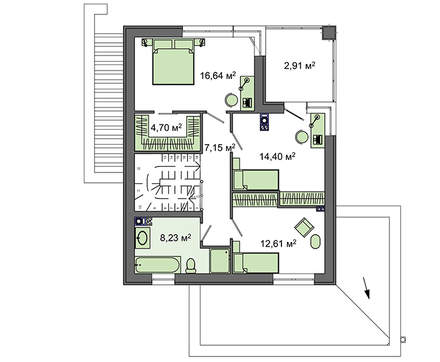 Visualization gallery - Two-storey cottage with large panoramic windows and a spacious terrace