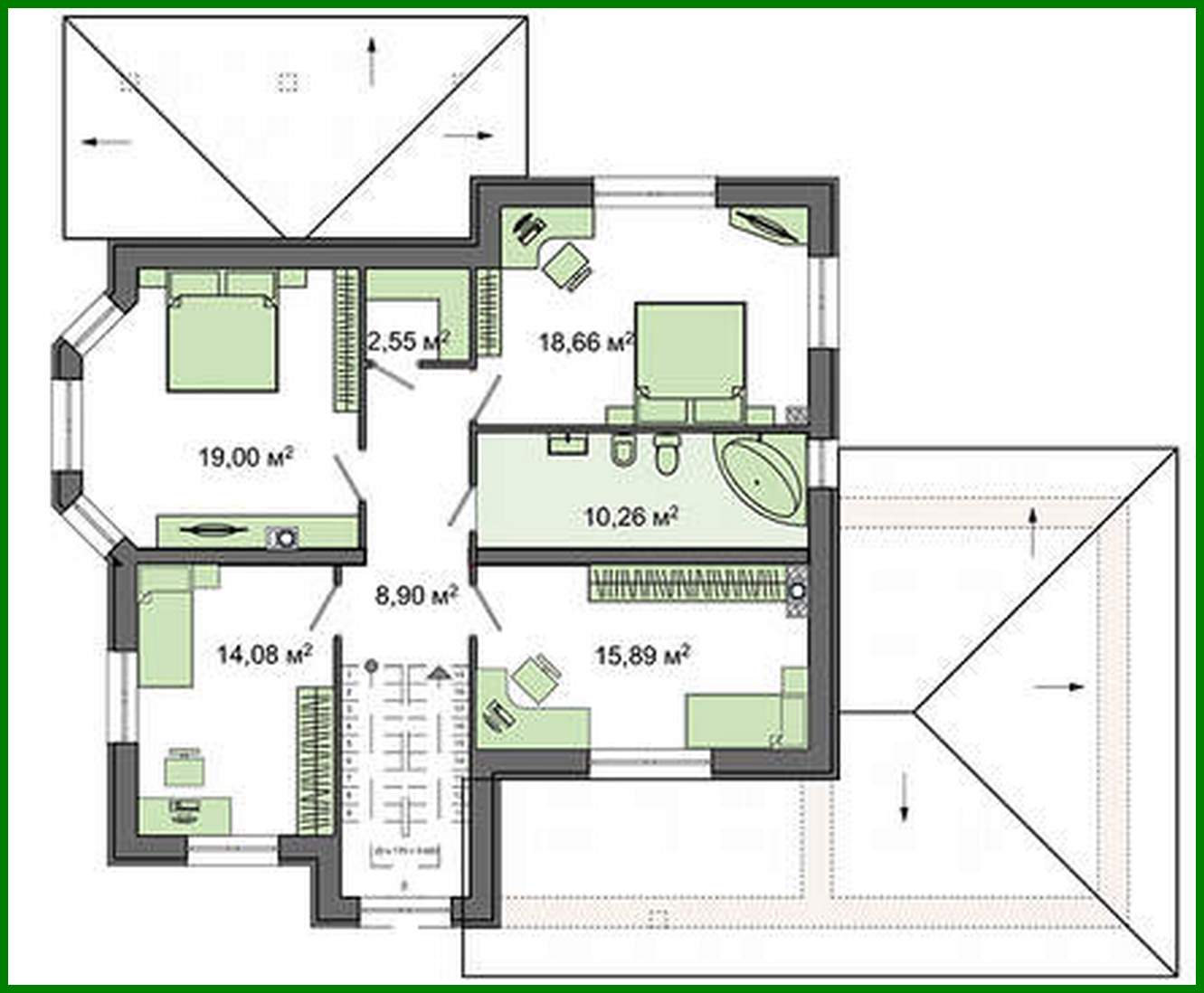 Visualization gallery - Project of the original two-story house with bay windows
