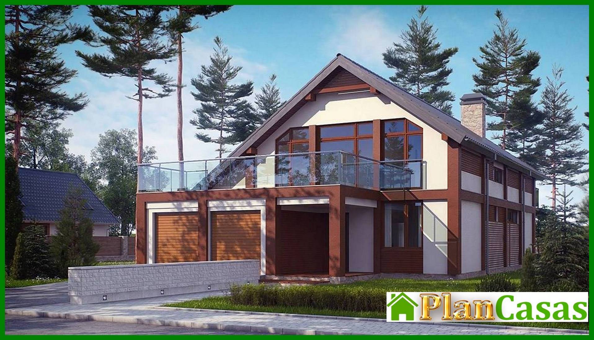 Visualization gallery - The project of a spacious cottage with a terrace above the garage