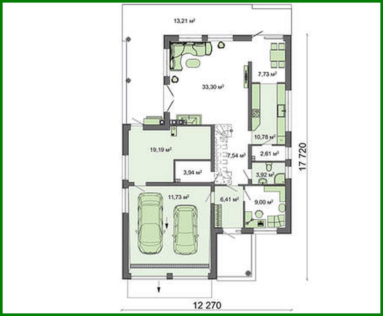 Visualization gallery - The project of a spacious cottage with a terrace above the garage