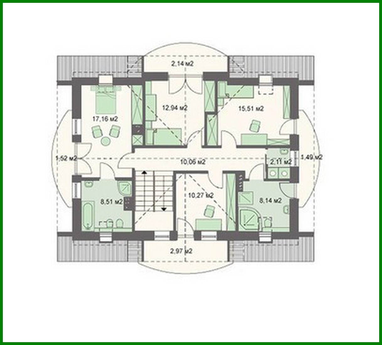 Visualization gallery - Architectural project of a beautiful country cottage with semicircular bay windows