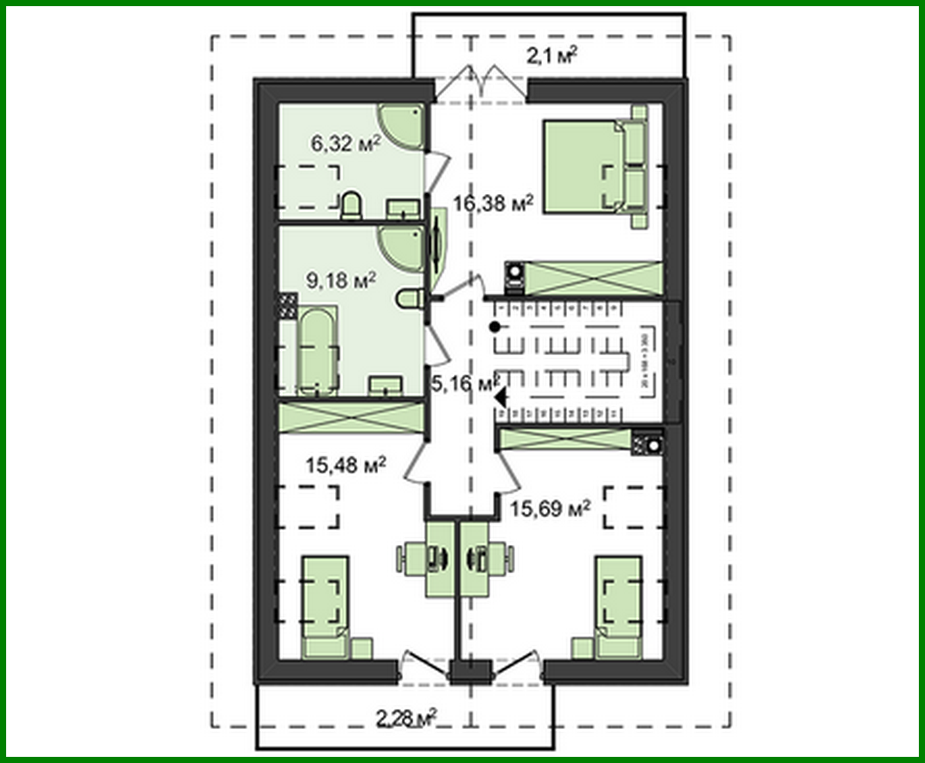 Visualization gallery - Project of a house with an attic for a narrow plot