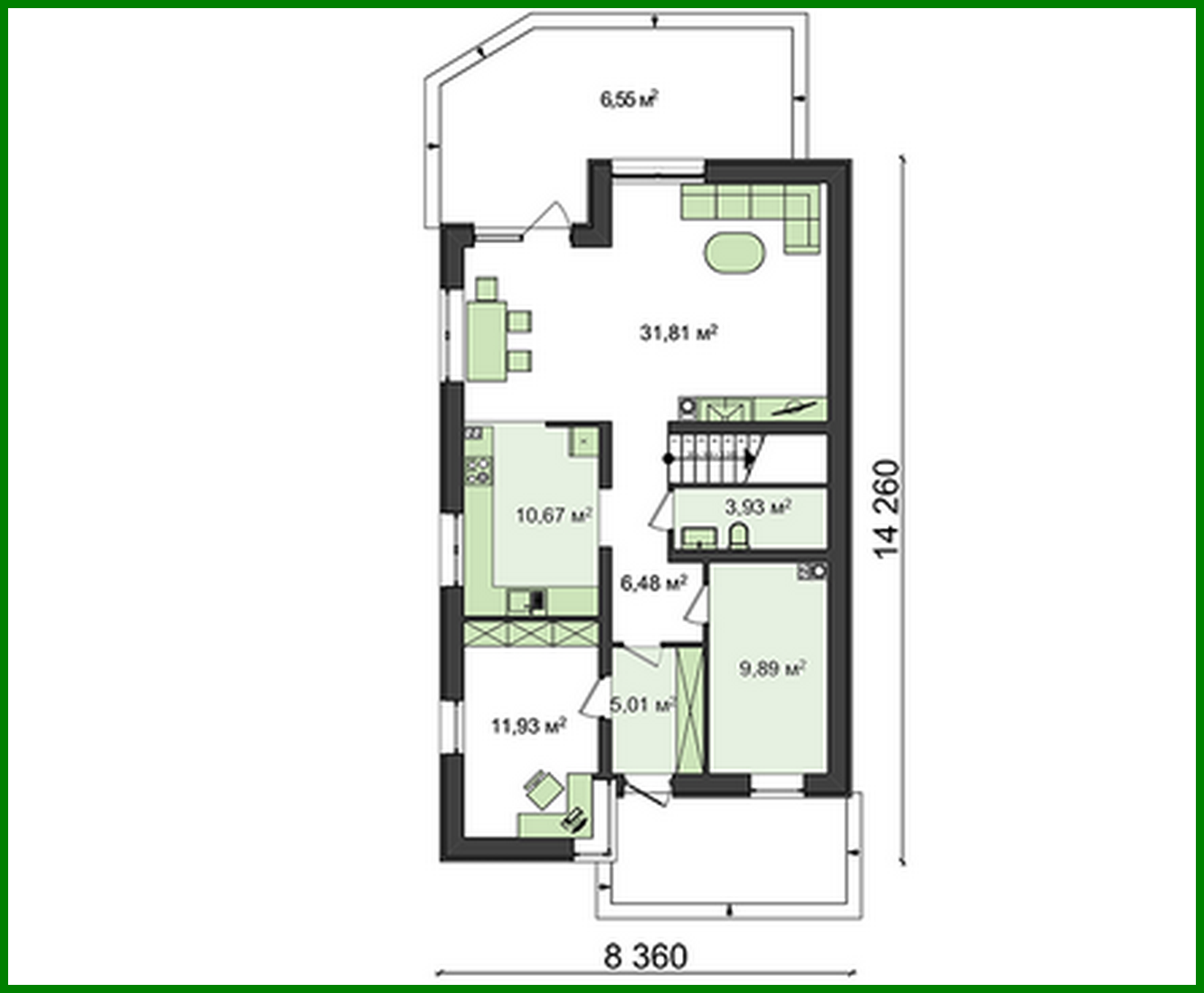 Visualization gallery - Project of a house with an attic for a narrow plot