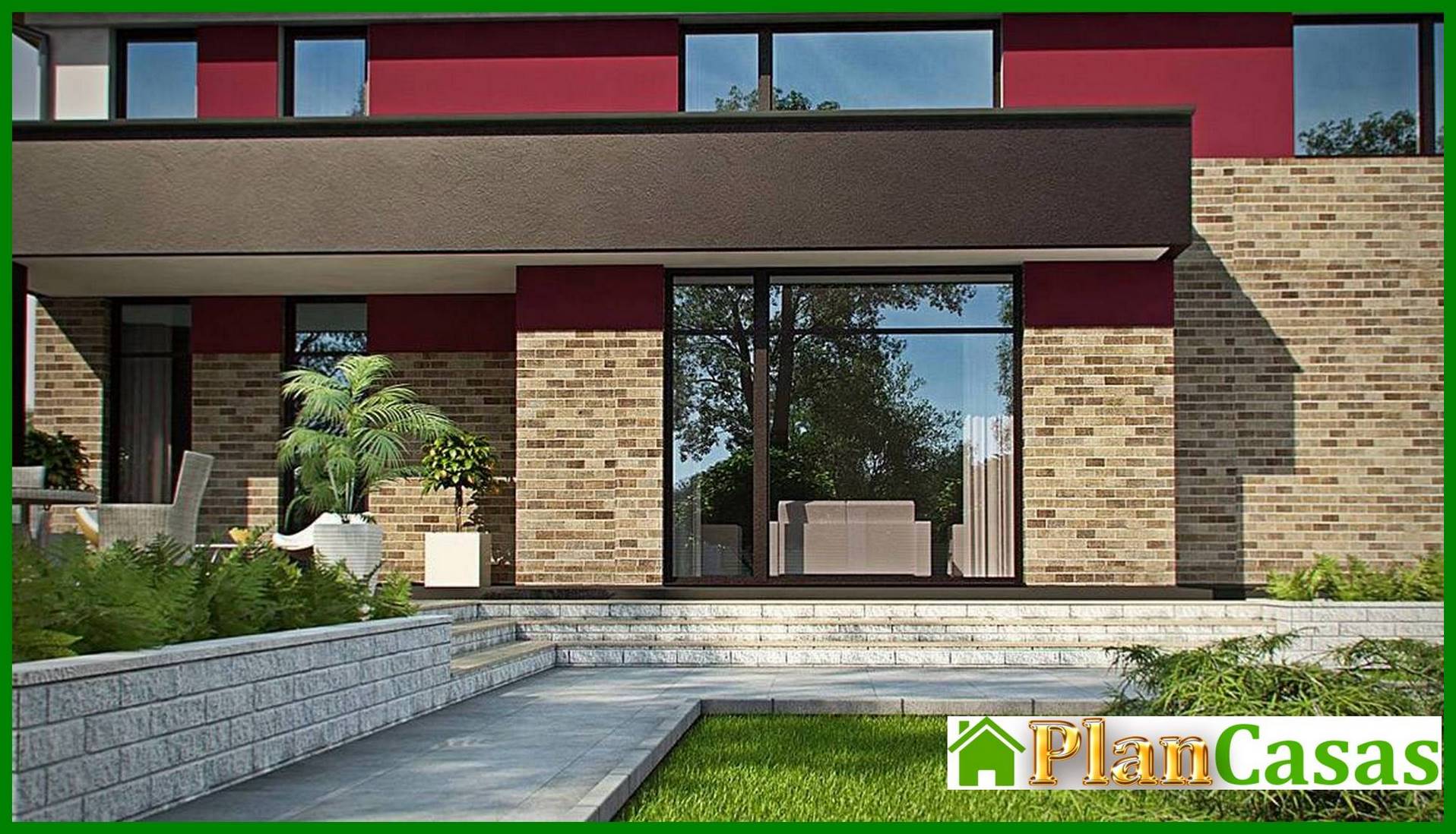 Visualization gallery - Modern project of a two-story house with a garage for two cars and a sauna