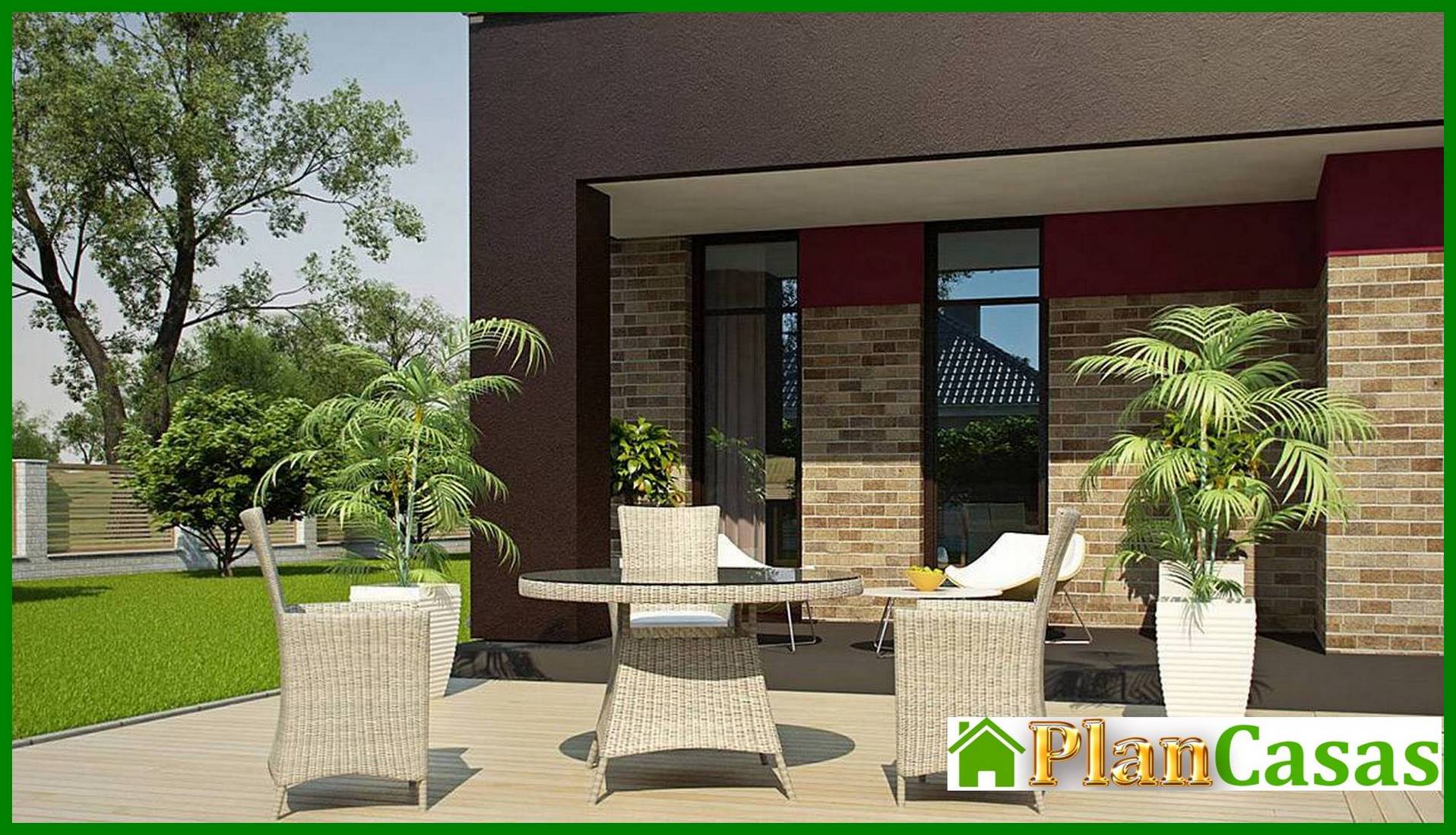 Visualization gallery - Modern project of a two-story house with a garage for two cars and a sauna