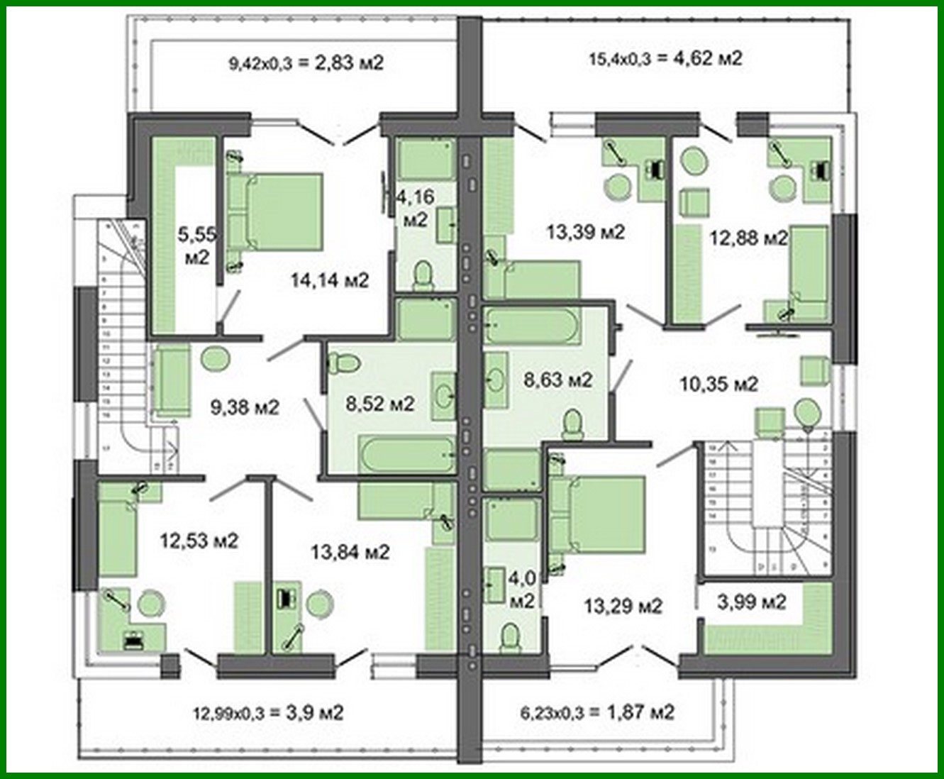 Visualization gallery - The project of a two-story residential building for two families