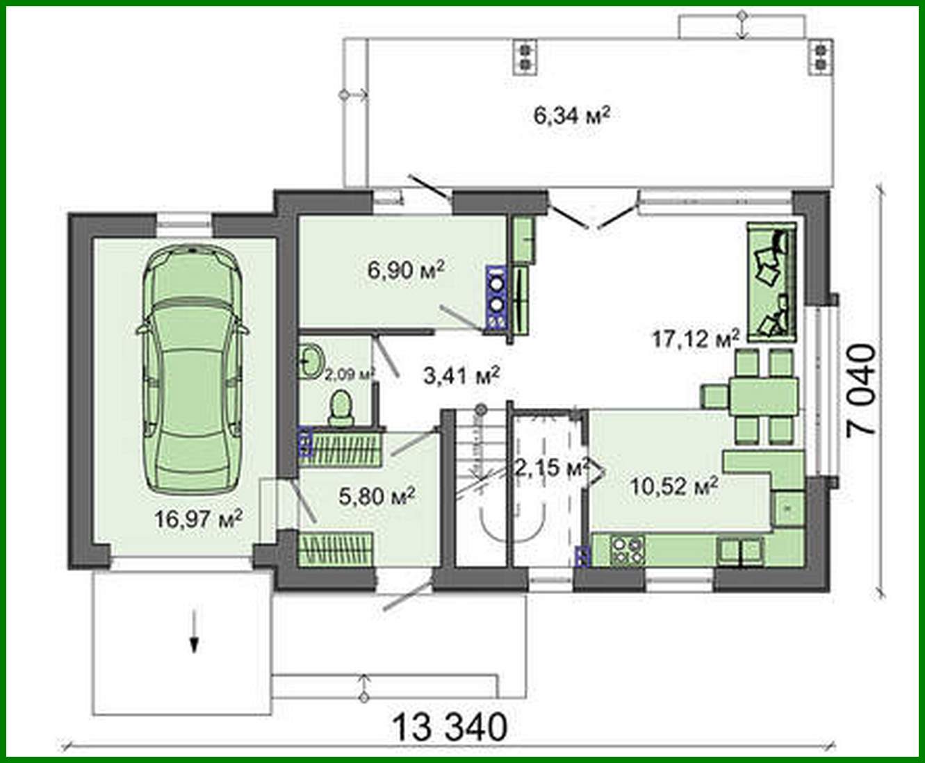 Visualization gallery - A project of a small neat cottage with a garage and an attic